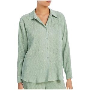NWT FORE Crinkled Collared Button-Down Top Sage Small